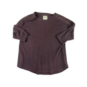 New York Laundry Sweater XL Plum Purple Ribbed Knit Studded Shoulders